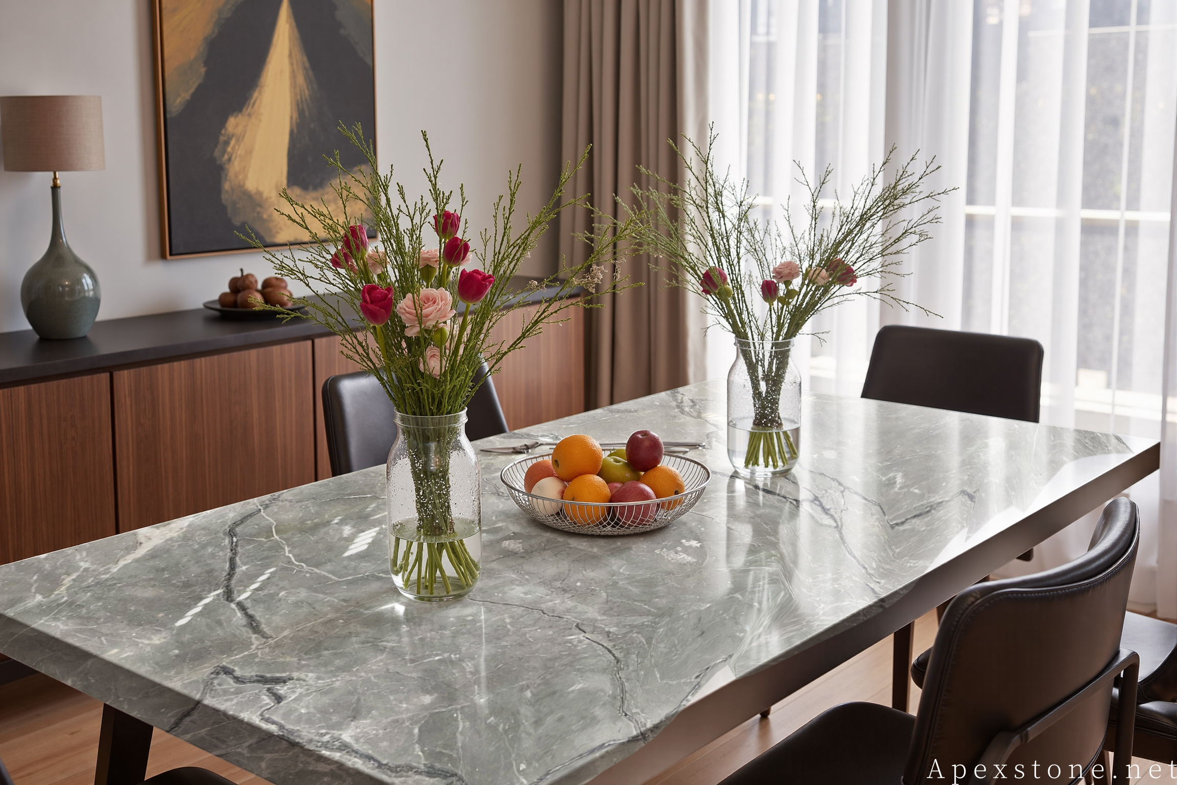 Aqua Grey Marble table tops design
