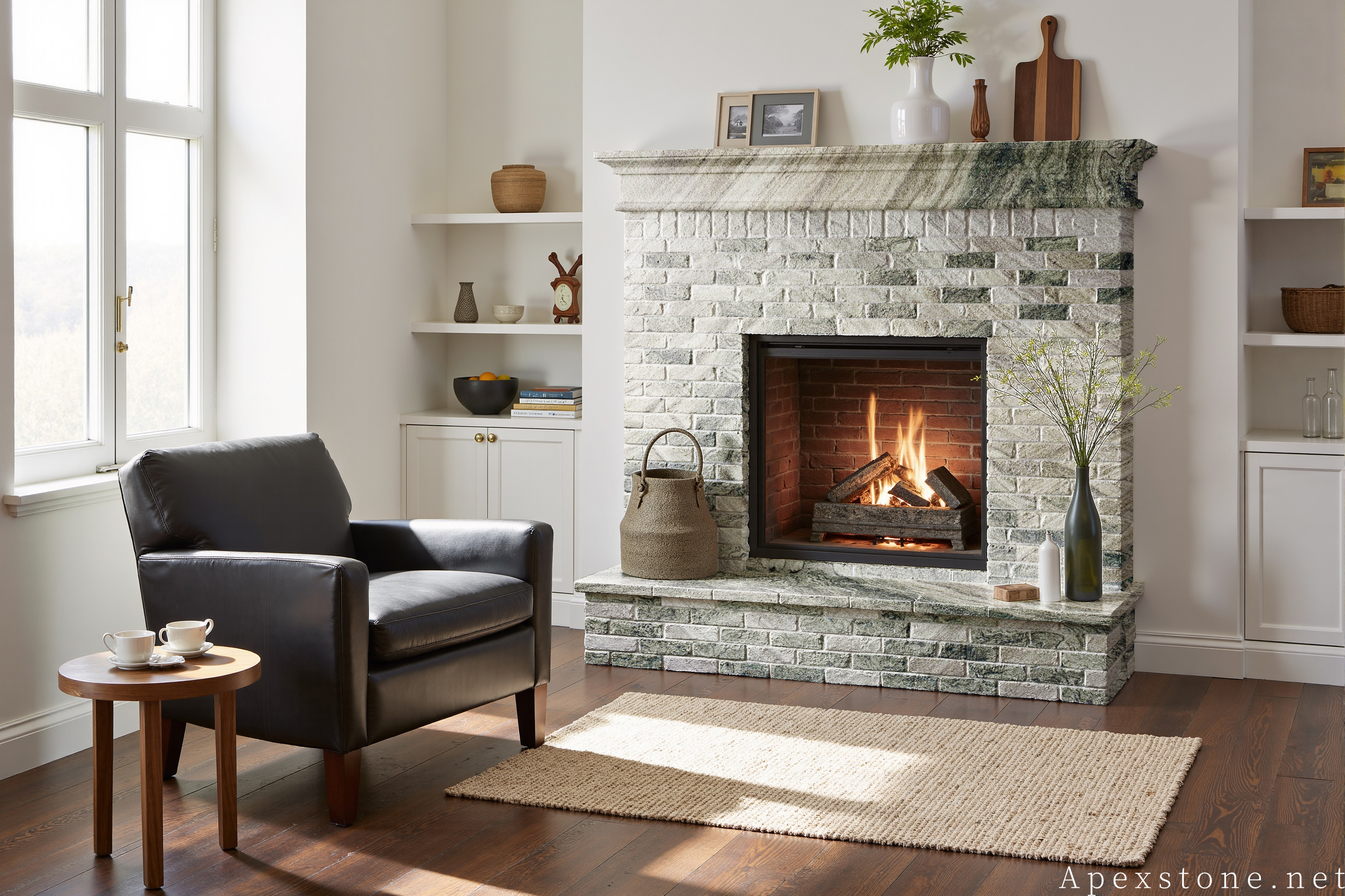 Red Sandalwood Marble fireplace design