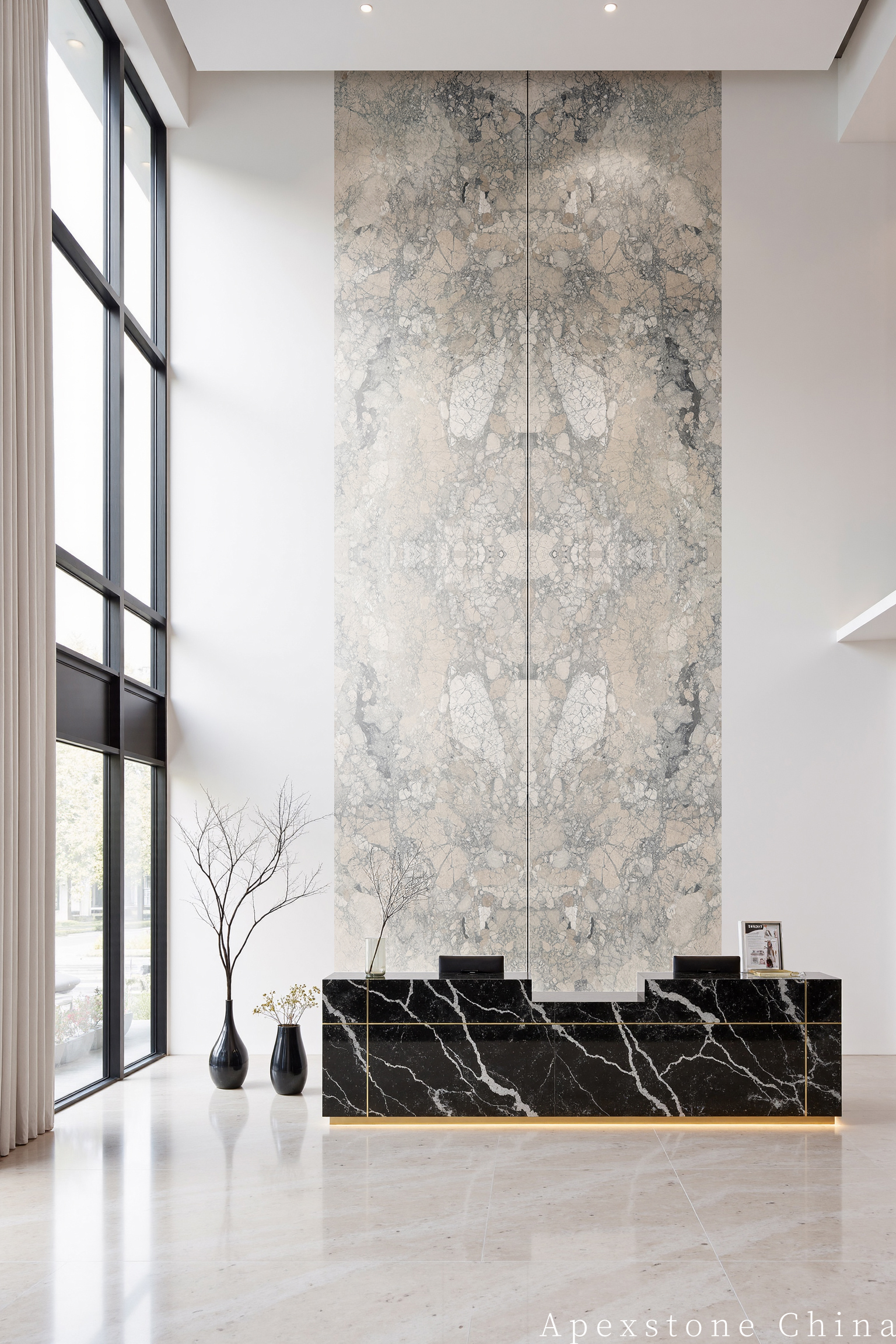 Monet Impression soft cream marble with fine grey net veining