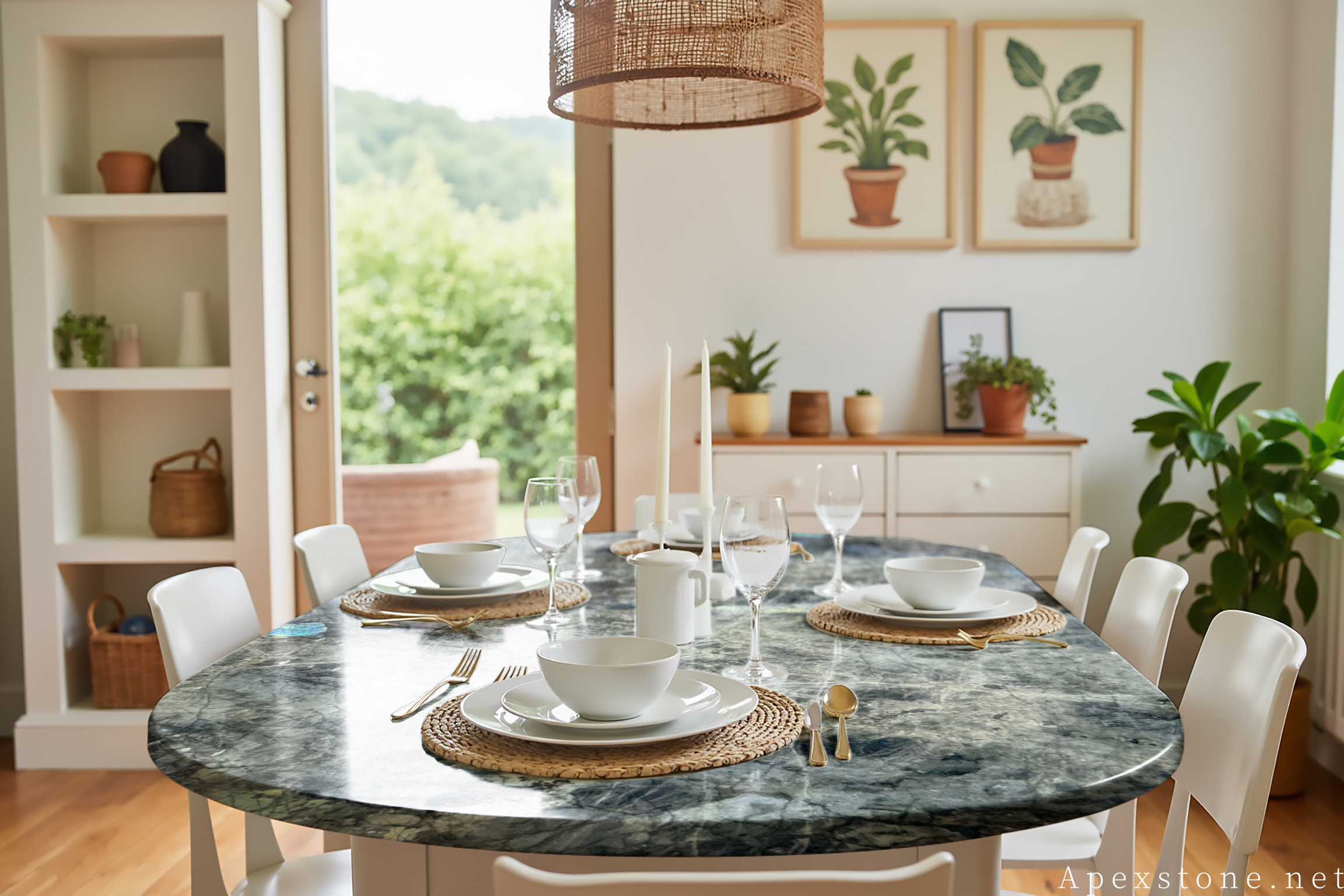 Blue Emerald Granite dining room design