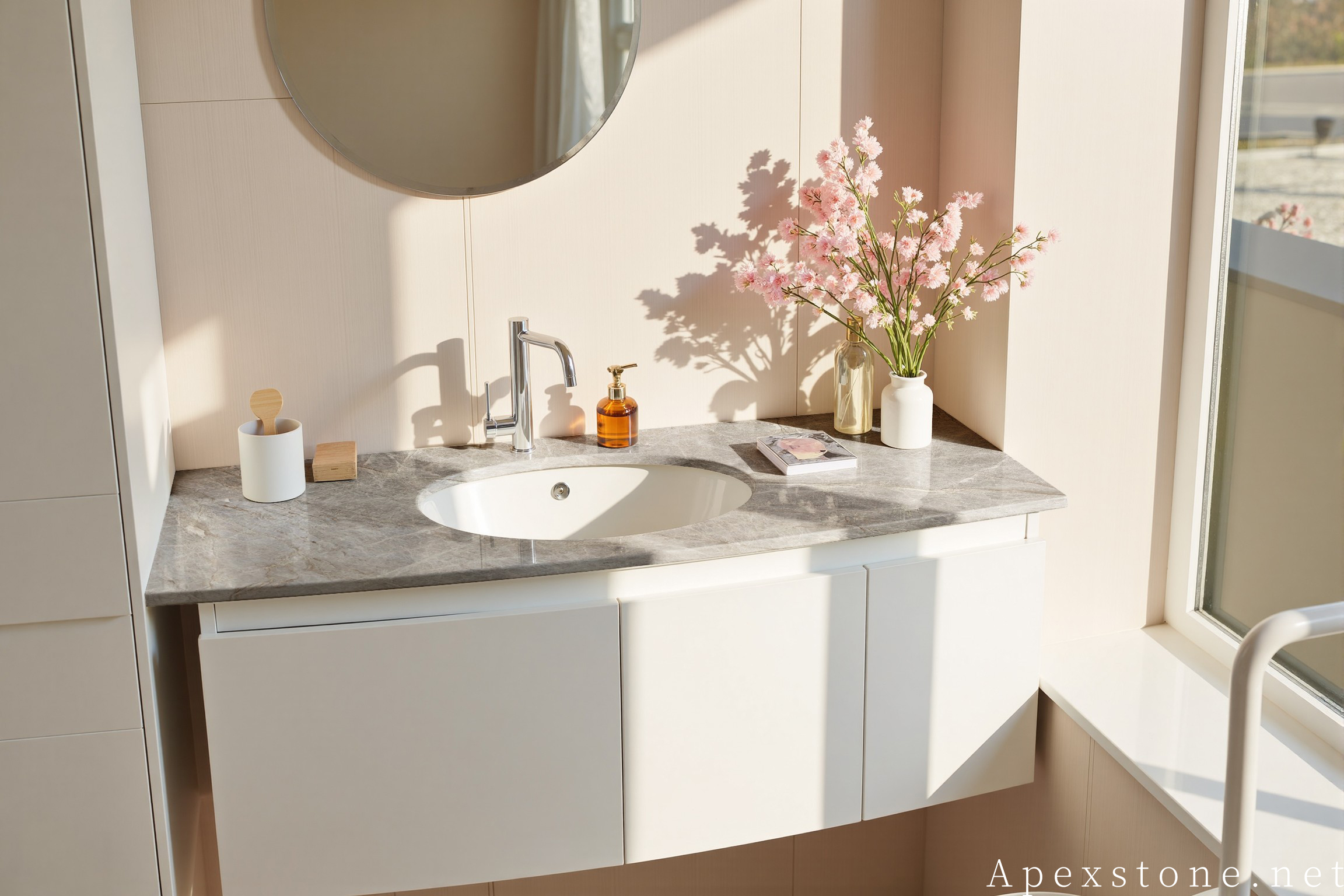 Taj Mahal Quartzite - vanity tops and bath tops Taj Mahal quartzite full slabs, warm beige with golden veining