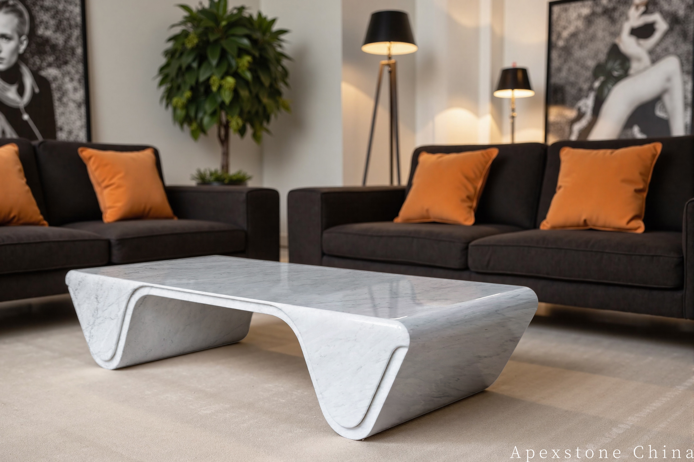 Statuario Venato Marble living room design