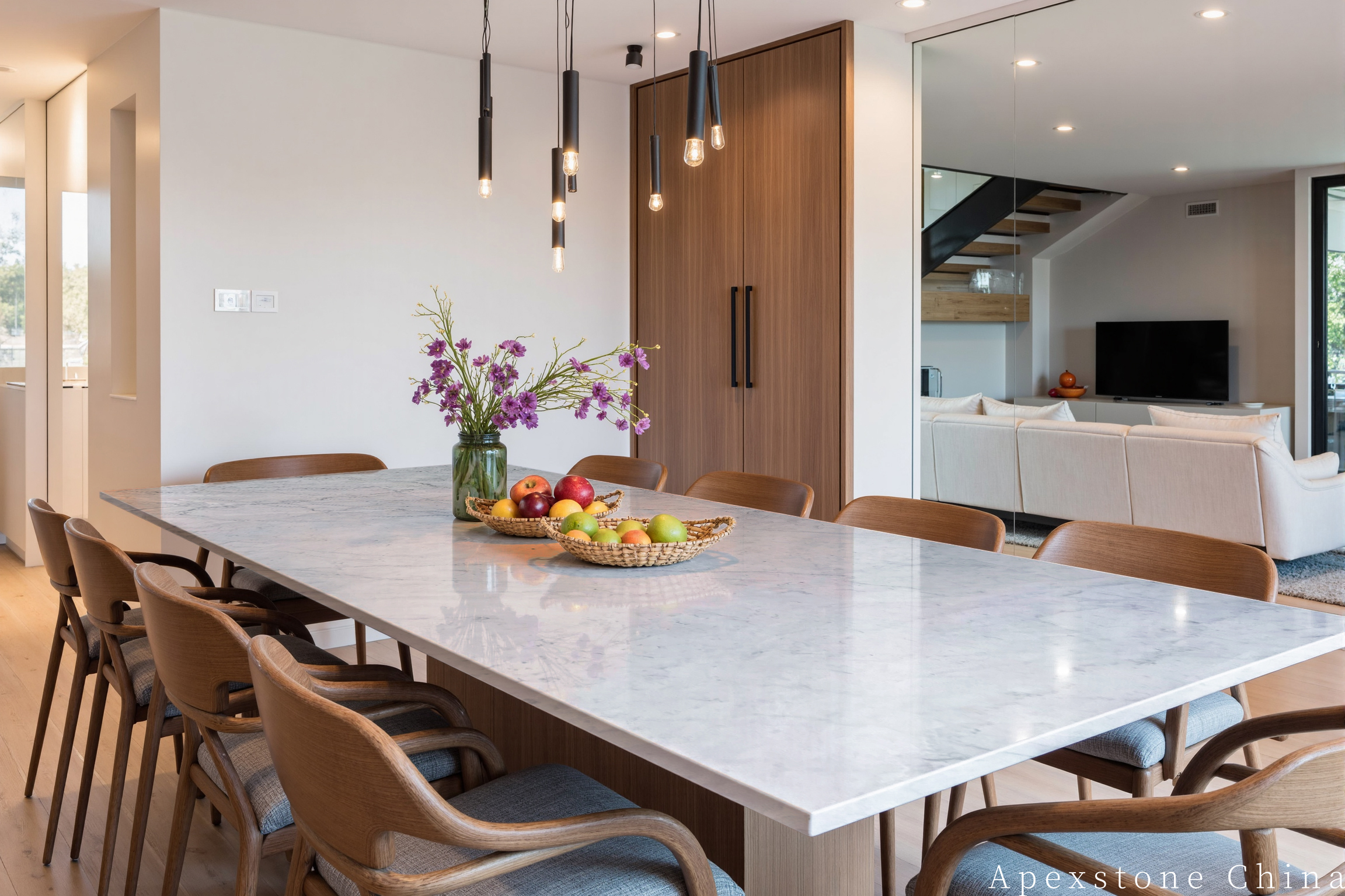 Statuario Venato Marble dining room design