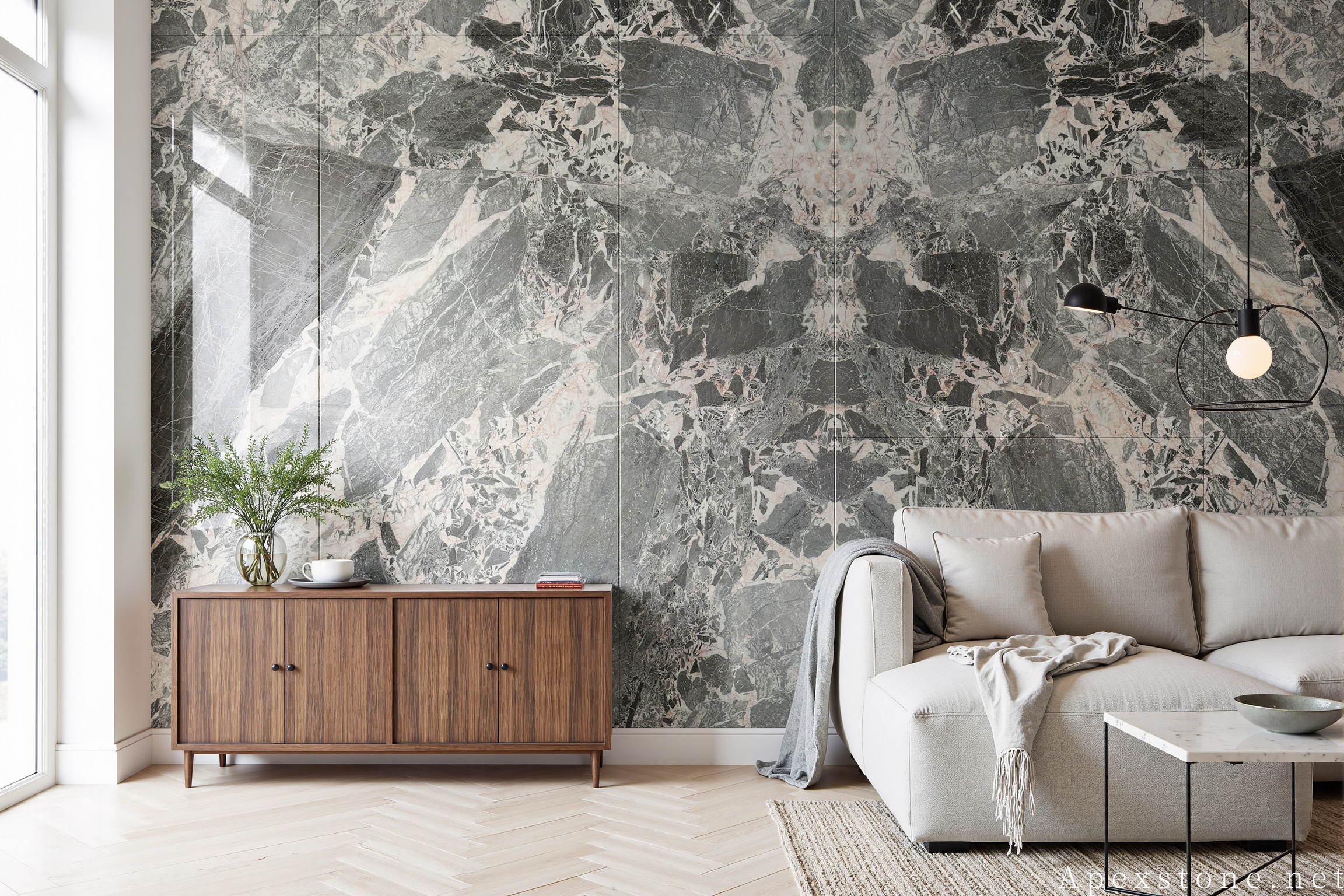 Chanel Grey Marble living room design